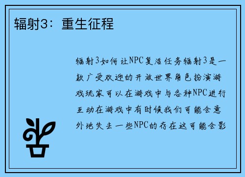 辐射3：重生征程